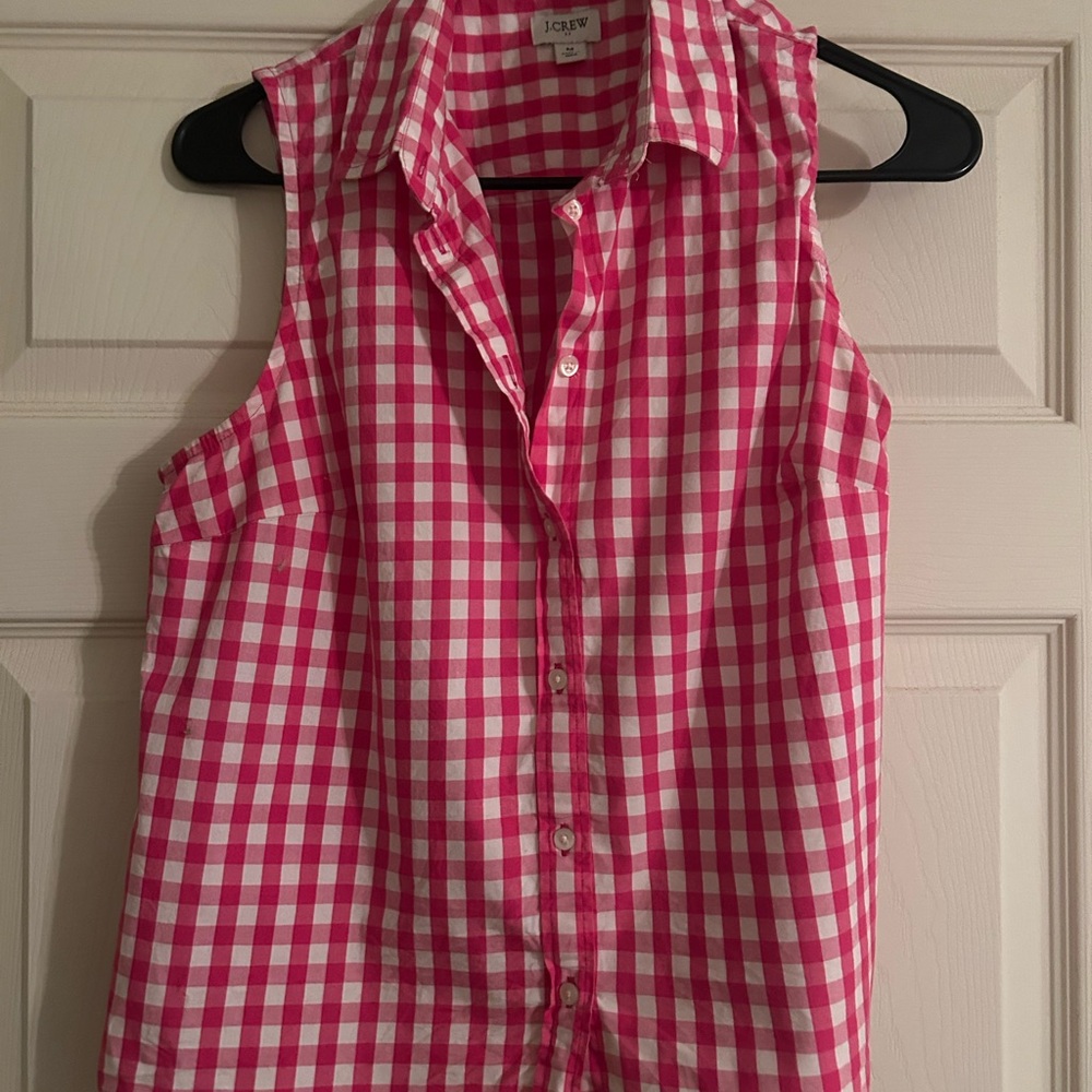 J. Crew Pink Checkered Sleeveless Top